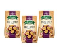 Maretti Bruschette Chips 70g | Italian Bagel Crisp Chips | 2 in 1 Snack | Freshly Oven-Baked Crispy Vegetarian Bites | GMO Free | Party Snacks Thin Bagels (Roasted Garlic, 3 Pack)
