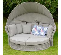 marfa rattan garden daybed with cushion in stone