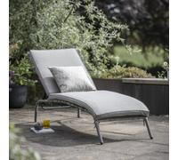 marfa rattan garden sun lounger with cushion in stone
