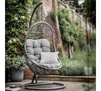 marfa rattan swing seat hanging egg-shaped chair in stone grey