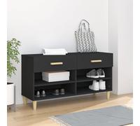 marfa wooden shoe storage bench with 2 drawers in black