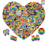 MARFOREVER 200 Pcs LGBT Pride Stickers, LGBTQ+ Stickers Rainbow Sticker Bulk for Pride Month Lesbian Bisexual Sticker Vinyl Waterproof Gay Pride-Stuff for Water Bottle Laptop Skateboard Guitar Car