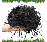 MARFOREVER 200g/7oz Crinkle Shredded Paper Filler for Gift Baskets, Black Raffia Grass Confetti Cut Paper Shred for Christmas Basket Stuffing Halloween Birthday Gift Box Packaging Wrapping