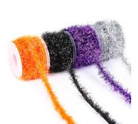 MARFOREVER 21.9 Yards Halloween Tinsel Ribbon Garland Black Orange Purple Silver 4 Color Glitter Garland Decorations for Halloween Party Indoor Outdoor Holiday Decor(4 Rolls)
