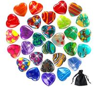 MARFOREVER 34 Pieces Lucky Charm Heart Stone, Natural Crystals Gemstones Set Love Colourful Stones Lucky Charm New Year's Eve Decoration 2026 New Year Gifts Valentine's Day Christmas Gifts