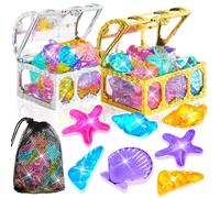 MARFOREVER 38 Pcs Diving Gems Pool Toys, Colorful Diamond Dive Gems Assorted Gemstones with 2 Pirate Treasure Chest Boxes and Storage Bag for Boys Girls Swimming Training Gift Beach Underwater Toys