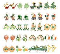 MARFOREVER 40Pcs/20 Pairs St. Patrick's Day Charms for Jewelry Making, Green Charms Assorted Shamrock Hat Coins Beer Gnome Enamel Lucky Charm Pendants for Bracelet Necklace Earrings Making Accessories