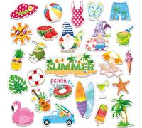 MARFOREVER 50 PCS Summer Window Thick Gel Clings Stickers Reusable Hawaiian Seasonal Window Clings Decals for Classroom Nursery Home Beach Summer Party Supplies Decorations