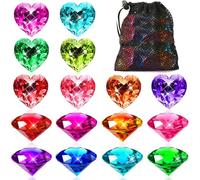 MARFOREVER Big Pool Toys, 16Pcs Colorful Diamond Gemstones Diving Jewels Pool Gems with Mesh Bag for Beach Underwater Throw Game Swimming Training Summer Party Favors
