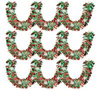 MARFOREVER Christmas Snowflake Tinsel Garland, Red Green Metallic Twist Garland Tree Decoration for Winter Christmas Holidays New Year Weddings Party Indoor Outdoor Home Wall Decor, 3 Pcs 19.7 FT