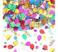 MARFOREVER Happy Birthday Glitter Confetti, Birthday Party Metallic Foil Table Confetti Multicolor Birthday Cake Balloon Sprinkles Table Centerpiece for Baby Shower Birthday Party Decorations