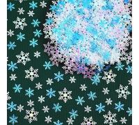 MARFOREVER Snowflake Confetti Decorations, Christmas Snowflake Glitter Confetti White Blue Scatter Winter Wonderland Table Centerpiece for Xmas Winter Wedding Snow Party Decoration Supplies