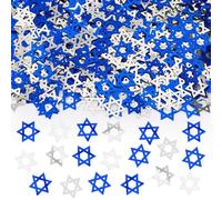 MARFOREVER Star of David Glitter Star Confetti, Table Decorations Metallic Foil Confetti Blue Silver Hanukkah Sprinkles Sequins Scatter for Jewish Festival Supplies