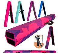 MARFULA 6 FT / 8 FT / 9 FT Folding Gymnastics Beam Foam Balance Floor Beam - Extra Firm - Suede Cover - Anti Slip Bottom with Carry Bag for Kids/Adults Home Use (Pink Purple-Camo, 6 FT)