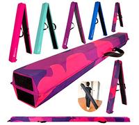 MARFULA 8ft/9ft Folding Gymnastics Balance Beam - Extra Firm - Suede - Non Slip Base for for Home/Gym/Club (5, 9 FT) PinkPurple-Camo