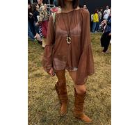 Margaret Chiffon Top at Free People in Umber Earth, Size: Medium - female