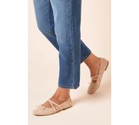 Margaret Faux Suede Cross Strap Mary Jane Flat Ballet Pumps Dorothy Perkins Taupe 3