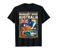 Margaret River Australia Flag Lighthouse Surf Retro Art T-Shirt