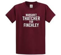 Margaret Thatcher for Finchley Iron Lady Conservative Party First Female P.M Graphic Print Style Unisex Adult Crew Neck T-Shirt(M, Wine)