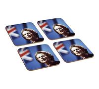 Margaret Thatcher Union Jack Great Britain 4 Piece Wooden Coaster Set