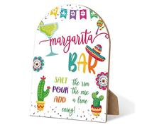 Margarita Bar Table Sign - Final Fiesta, Perfect for Bachelorette Party and Birthday Party, Summer Party Decorations, 6×8 Arch Wooden Play Sign with Stand