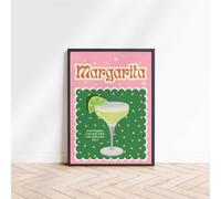 Margarita Cocktail Print, Cocktail Recipe Poster, Mixology Framed Wall Art, Christmas Home Decor, Retro Bar Decor For Kitchen Living Room - COcktail Lover Gifts (A3 - PRINT (Unframed))