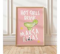 Margarita Cocktail Wall Art Print, Pink Kitchen Bar Decor, Decorative Drinks Artwork, Girly Wall Art, Cute Prints, Cocktail Poster, Pink Kitchen Wall Prints