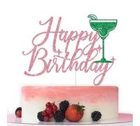 Margarita Happy Birthday Cake Topper, Mexico Fiesta 21st 25th 30th Birthday Decor, Margarita Bachelorette Bridal Shower Party Decorations, Pink and Green Glitter
