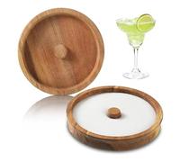 Margarita Salt and Sugar Rimmer for Cocktails | Wooden Salt Rimmer | Multipurpose Cocktail Sugar Rimmer | Cocktail Sugar Dispenser | Round Wooden Salt Rimmed Tray for Home, Bar, Banquet, Party