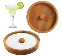Margarita Salt Rimmer, Wooden Cocktail Accessory for Professional Bartenders and Home Bars, Spicy Margarita Salt and Sugar Rimmer, Compact Bar Setup Essential