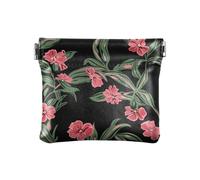 Margay Phlox Genesis Misty Rose Dark Women Leather Coin Purse Waterproof Makeup Bag Change Purse for Women Girls