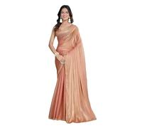 MARGI DESIGNERS Womens New Bollywood Party Fancy Soft Tissue Silk Embelished Lace Work Saree With Blouse | Saree For Womens, Peach, 5.5 Meter