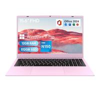 MARGOLAI 15.6" FHD Student Laptop Computer, 12GB DDR5, 512GB SSD, Quad-Core N150(Beat to i3-1115G4, Up to 3.6GHz), WiFi 6, Bluetooth 5.2, Win 11, MS Office 2024, Pink