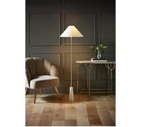 Margot White Marble Base Floor Lamp With Tapered Linen Lampshade ValueLights White One Size
