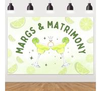 Margs and Matrimony Bachelorette Decorations Backdrop Green Margs Lemon Party Decor Mexican Fiesta Bridal Shower Photography Background for Women Bachelorette Party Bridal Shower Hen Party Supplies