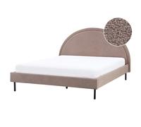 Beliani Bed Boucle Margut 160 X 200 Cm Eu King Size Taupe