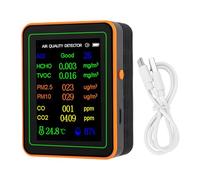Marhynchus 12 in 1 Air Quality Tester CO2 HCHO TVOC PM2.5 PM10 Temperature Humidity Detector with TFT Screen and Rechargeable Battery for Indoor Air Quality Monitoring (Black Orange)