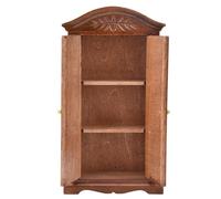Marhynchus 12 Mini Wardrobe for Dollhouse, Vintage Wooden Closet with Double Doors, Perfect Accessory for 1/12 Scale Dolls House (Brown)