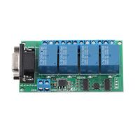 Marhynchus 12V 4 Channel Relay Module RS232 DB9 Interface with Read Open Close Commands for Industrial Control Car Motor