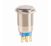 Marhynchus 19mm 12-24V LED Latching Push Button Switch Self Locking Stainless Steel Water Proof IP65 with Rubber Ring Hexagonal Nut for Industrial Outdoor Use (White)