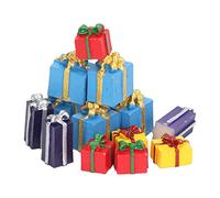 Marhynchus 25Pcs Mini Boxes Dollhouse Miniature Gifts 5 Colors Resin Christmas Ornaments for 1:12 Dollhouse with Lifelike Details