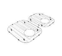 Marhynchus 2Pcs Sink Grid Stainless Steel Sink Protector Rack | Polished Stainless Steel, Silicone Feet, Rear Drain Hole, Dual Bowl Sinks, Dish Drainage, 335x415/290x375