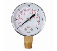 Marhynchus 50mm Pool Filter Water Pressure Gauge, Dual Scale Bar PSI Hydraulic Manometer with 1/4 NPT Thread, for Pool Filter Pump System (1)