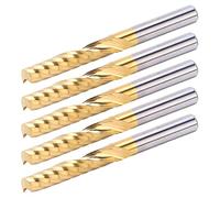 Marhynchus 5pcs Spiral Router Bit Set, 6x32x60mm CNC End Mill | Non-Ferrous Metal Cutting, High Speed Steel Shank, Polished Flute Finish, Aluminum Brass Copper Wood Carving