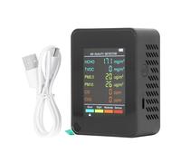 Marhynchus Air Quality Monitor, Portable CO2 TVOC HCHO PM2.5 PM10 Detector with Alarm LCD Backlight Screen for Home Office Indoor Air Quality Testing (black)