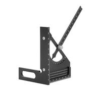 Marhynchus Aluminum Alloy Multi Angle Measuring Ruler, 0-180 Degree Adjustable Woodworking Square Protractor with Semi Circular Pointer, for Engineer Carpenter Drawing Line (Black)