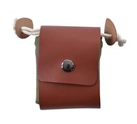 Marhynchus Collapsible PU Leather Canvas Foraging Pouch Fruit Picking Storage Bag Mushroom Gathering Bag with Belt Loop and Metal Clasps for Hiking Camping