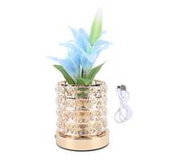Marhynchus Crystal Flower Lamp Rechargeable, 3 Color Modes Artificial Lily Touch Dimmable Bedside Lamp with Crystal Glass for Nightstand Home Decor