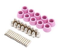 Marhynchus Cutter Nozzle Kit Ceramic Electrode Nozzle Set 40PCS 0 to 60A with 15 Electrodes 15 Nozzles 10 Shield Cups for Torch Consumables Replacement