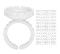 Marhynchus Eyelash Glue Ring Cup 100PCS Disposable Glue Rings for Home and Professional Use with Strong Flexibility Easy to Wear (100 white pack)